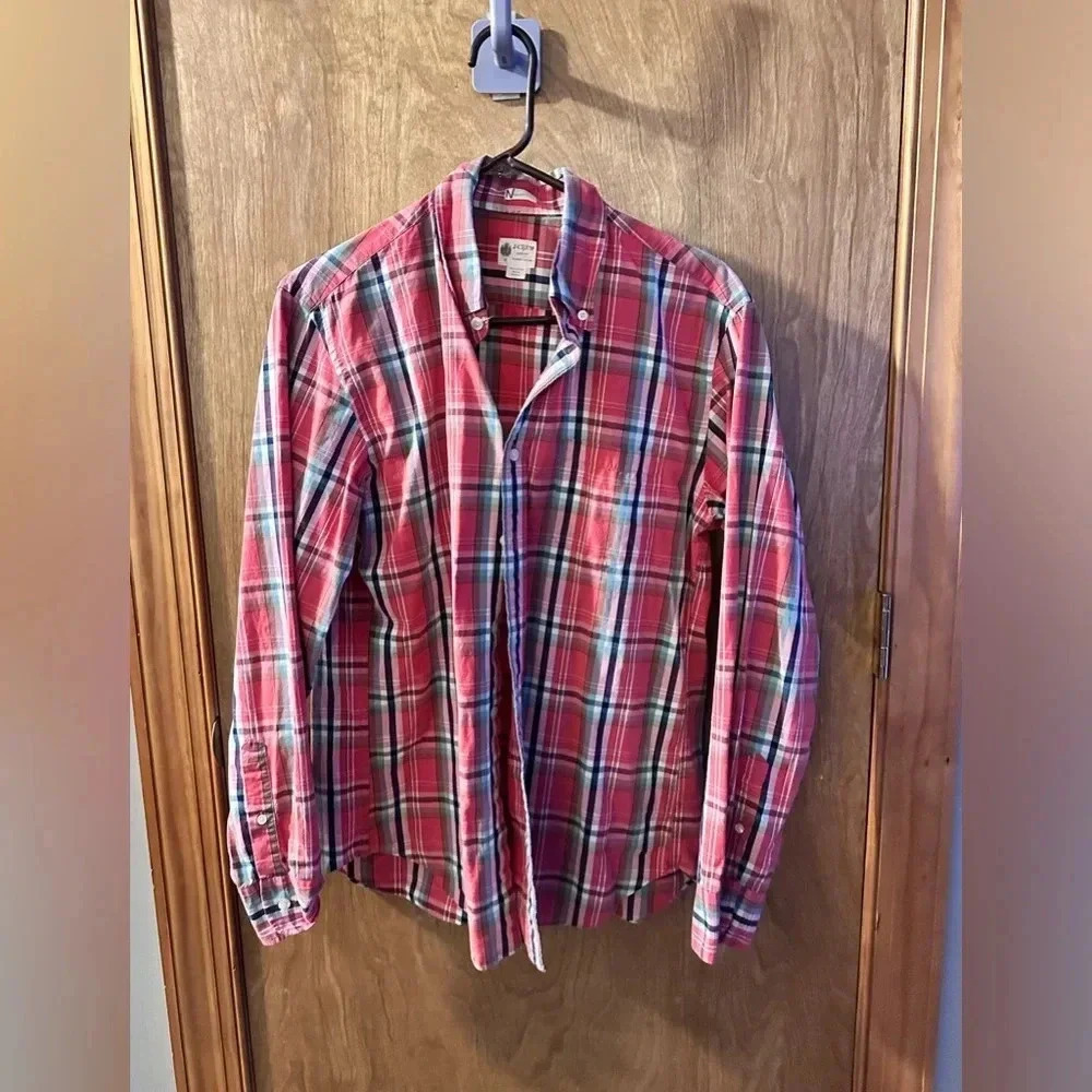 J. Crew plaid button down shirt.  Men’s size medium